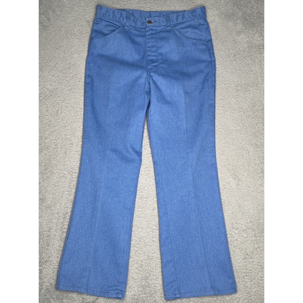 Vintage 70s Dickies‎ Blue Straight Leg Work Pants Made In USA For Men Size 34x29